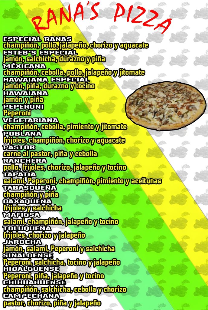 menu pizzas